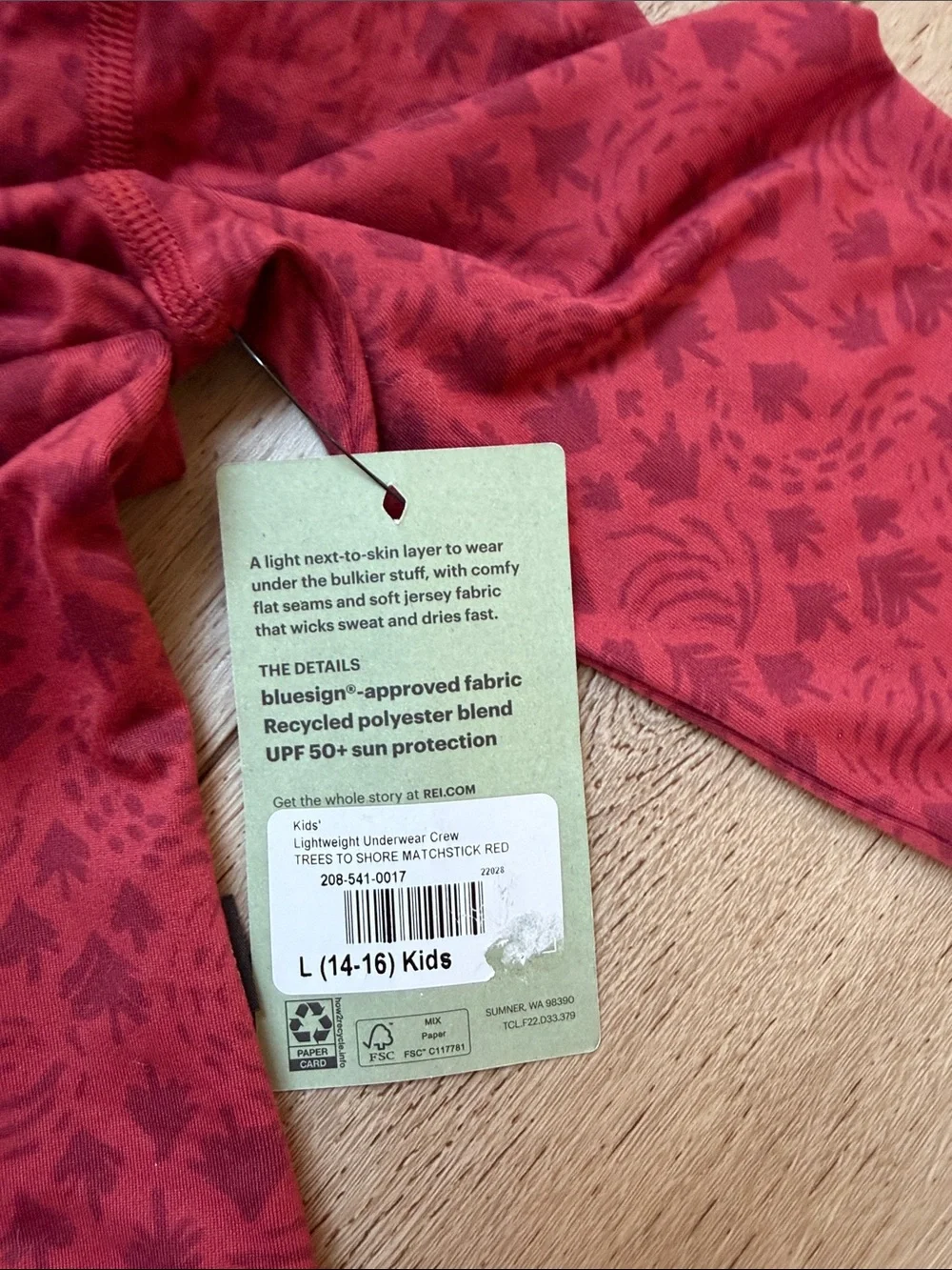 REI Burgundy Printed snow underlayers ( Top and Bottom)